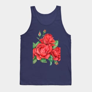 Hand-drawn red rose flower Tank Top